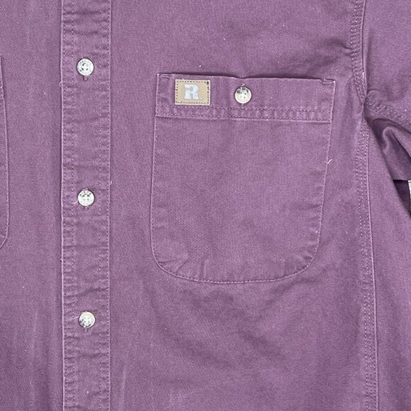 Wrangler Riggs Workwear Button Down Shirt Mens Large Button Up Pocket Purple - Picture 5 of 8